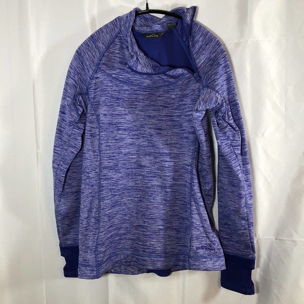 Eddie Bauer Hiking Shirt Long Sleeve Mock Neck 1/4 Zip Small Purple